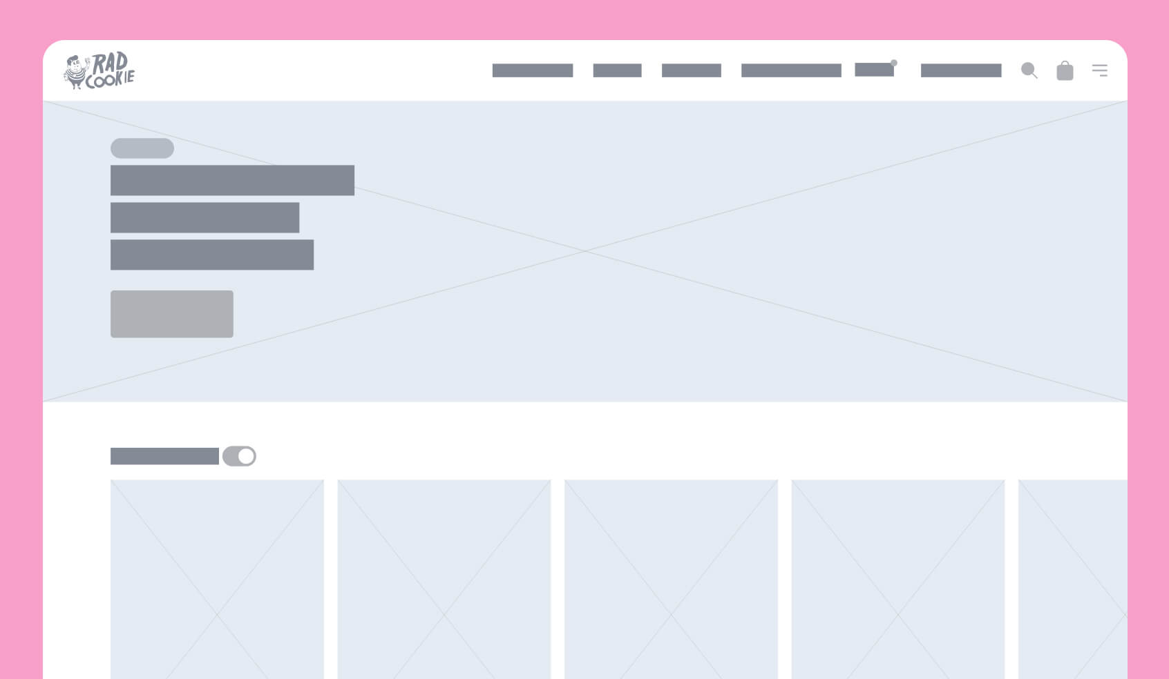 Wireframe of Rad Cookie home page